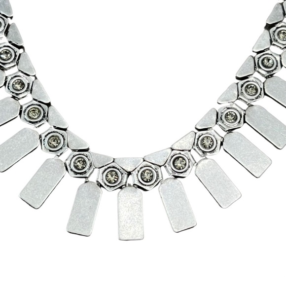 1275 Premier Designs Silver Crystal Fringe Necklace - Picture 2 of 4